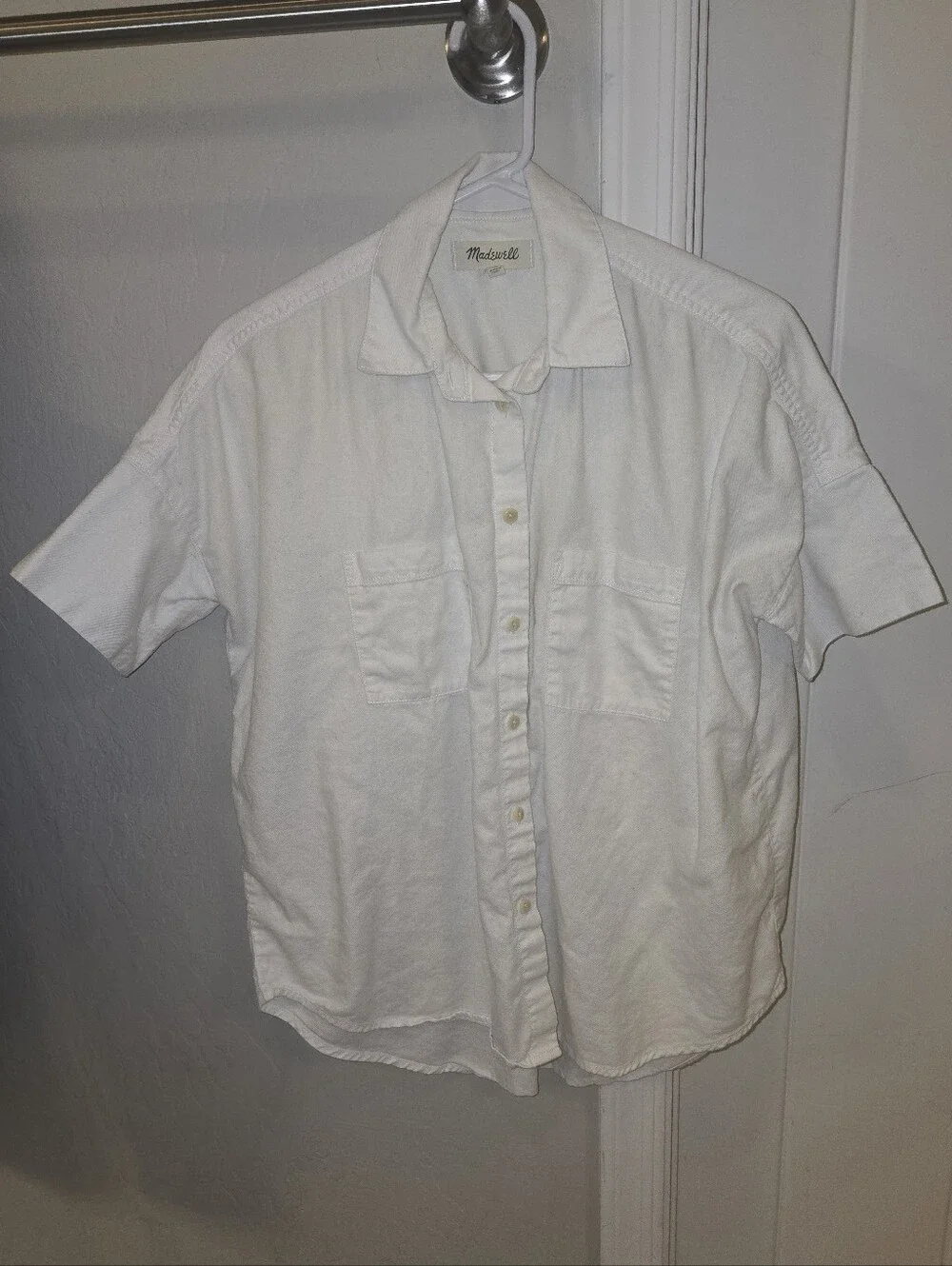 Madewell White Cotton Courier Button Down Shirt Size: XS - Picture 4 of 7